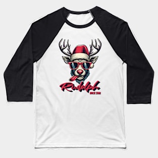 Christmas print design of Rudolph rock star Baseball T-Shirt